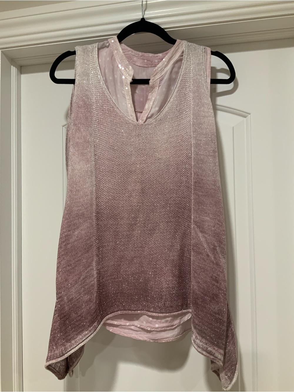 Blush Pink Velvet Layered Tank Top